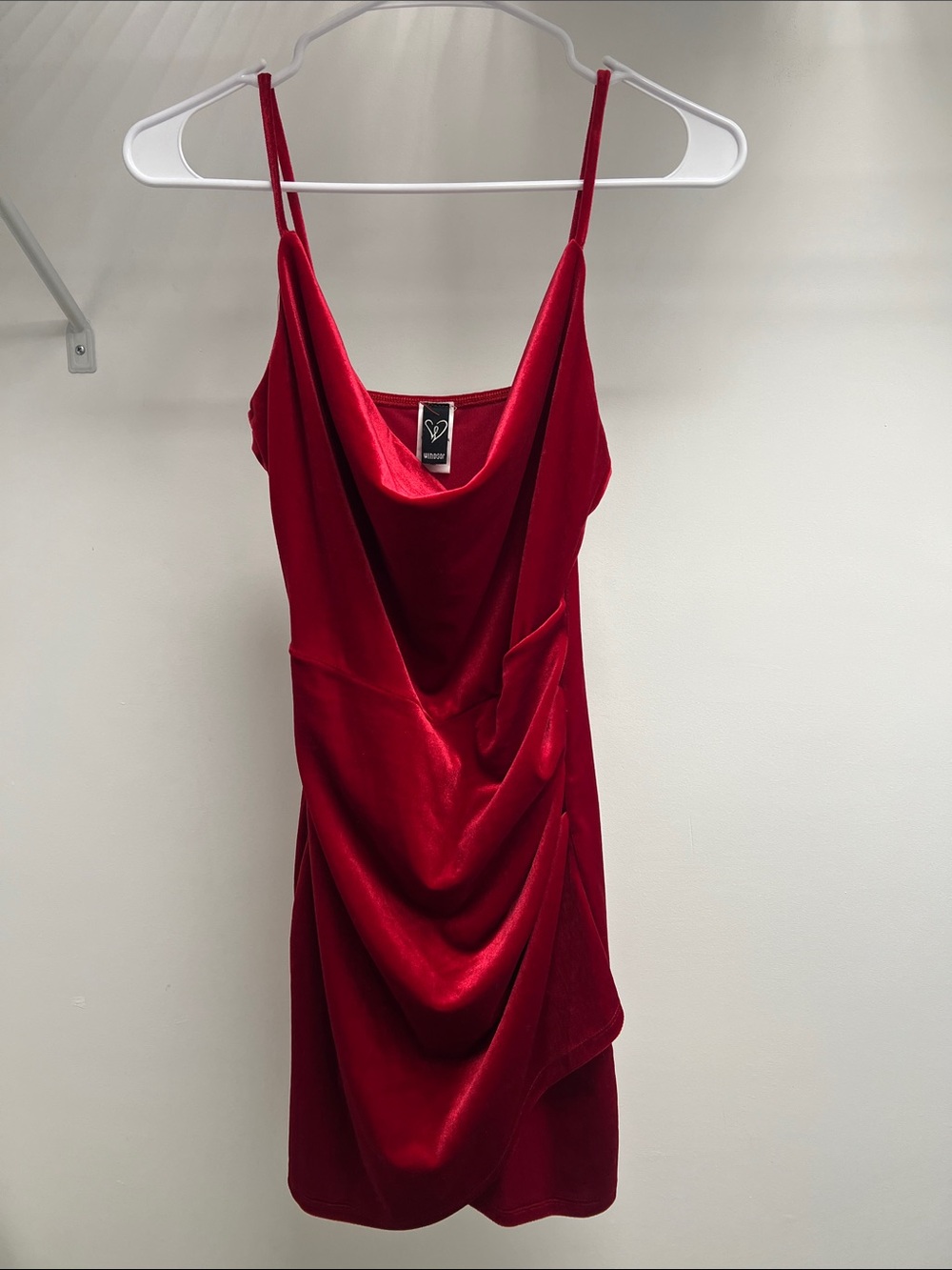 Scarlett Velvet Cowl Mini Dress with Spaghetti Straps